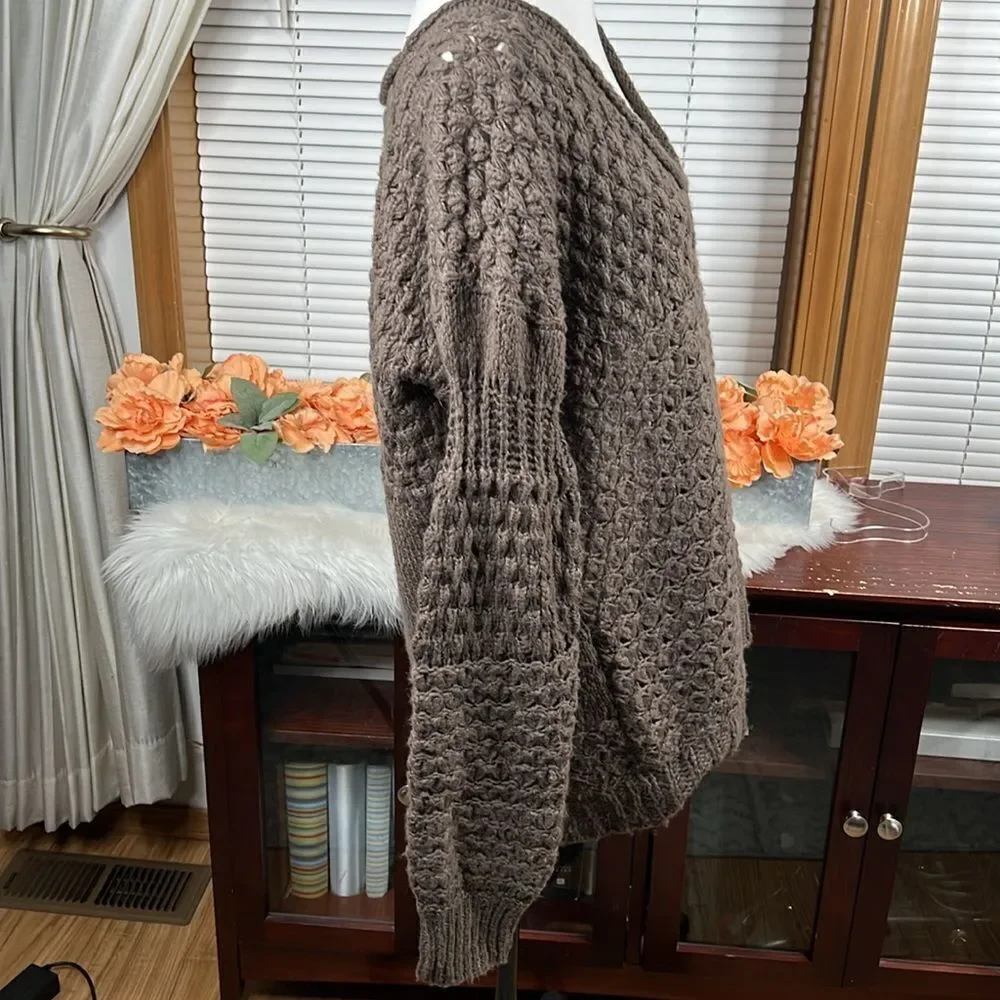 Free People Crashing Waves Pullover in Cocoa Sz Large